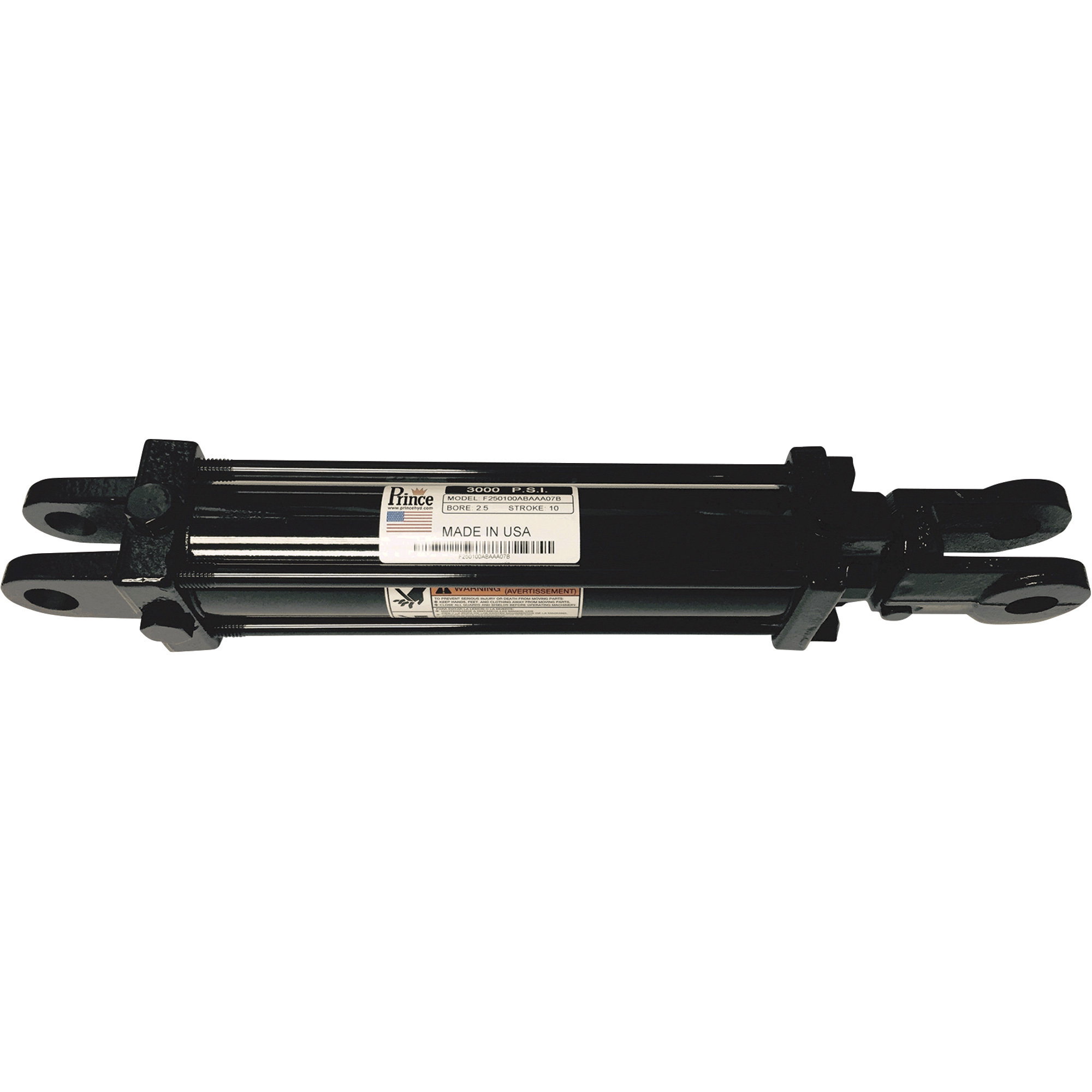 Prince Tie-Rod Hydraulic Cylinder, 3,000 PSI, 2 1/2in. Bore, 12in. Stroke, 1 1/4in. Shaft